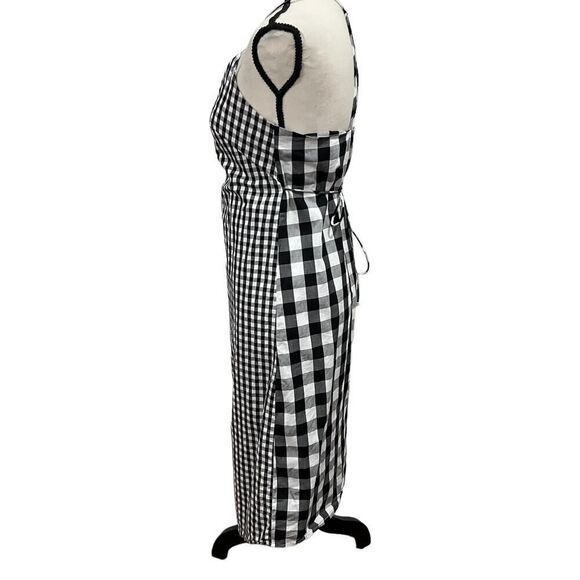 BP.  black white mixed check gingham sleeveless wrap dress size small - Picture 8 of 12